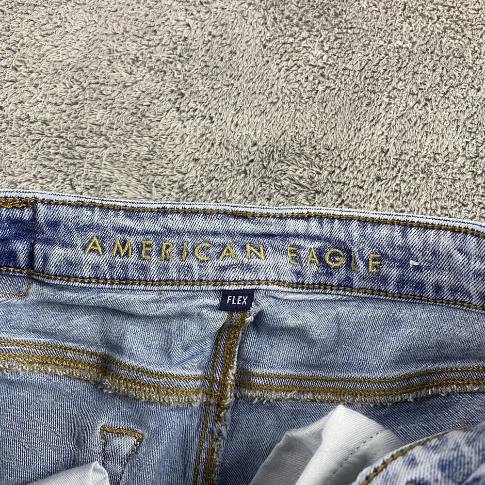 American Eagle Flex Skinny Jeans Mens 30x30 Blue Light Wash Distressed - Picture 9 of 16